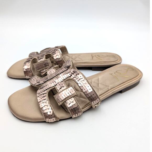 Sam Edelman Bay Glamour Slide Sandals Women's Molten Gold Size US8.5M EU39 - Picture 1 of 14